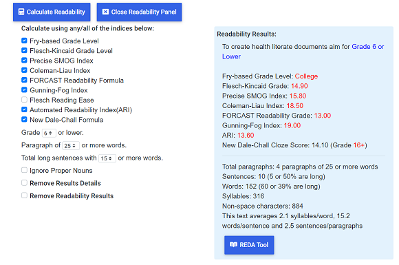 Calculate Readability